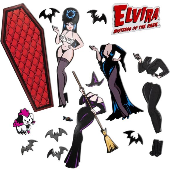 Valentina Rufo Other - Elvira GothicMistress of The Dark Coffin Dress Up Magnet Set NEW